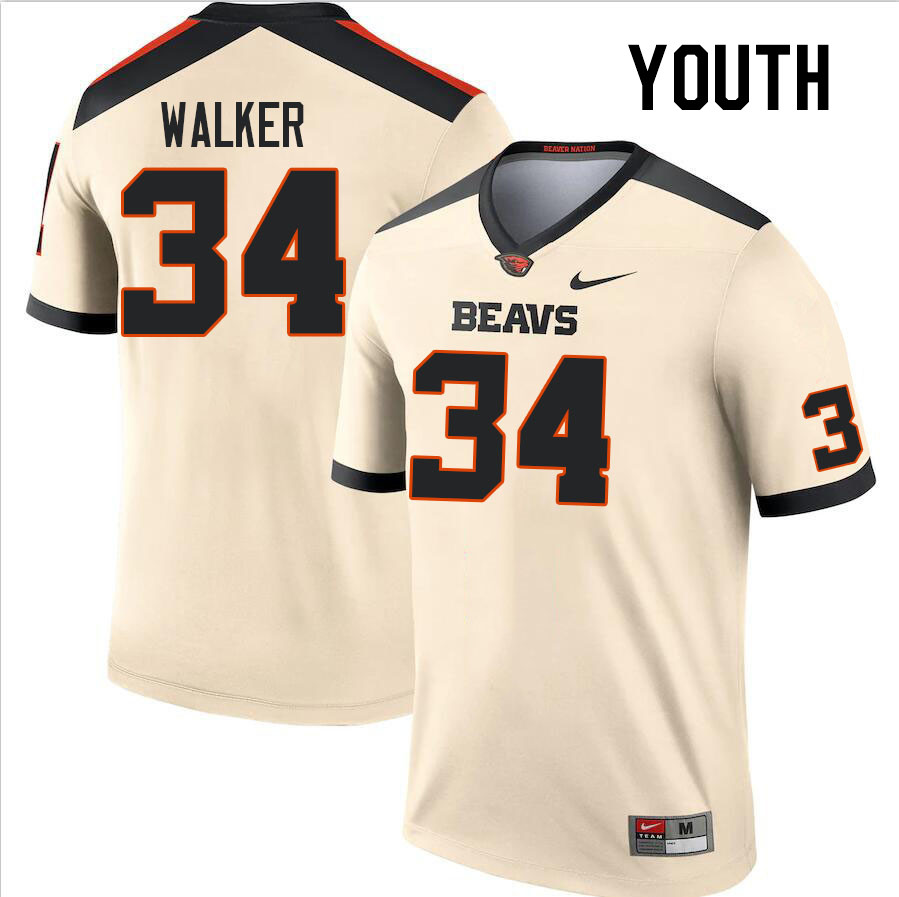 Youth #34 Max Walker Oregon State Beavers College Football Jerseys Stitched Sale-Cream